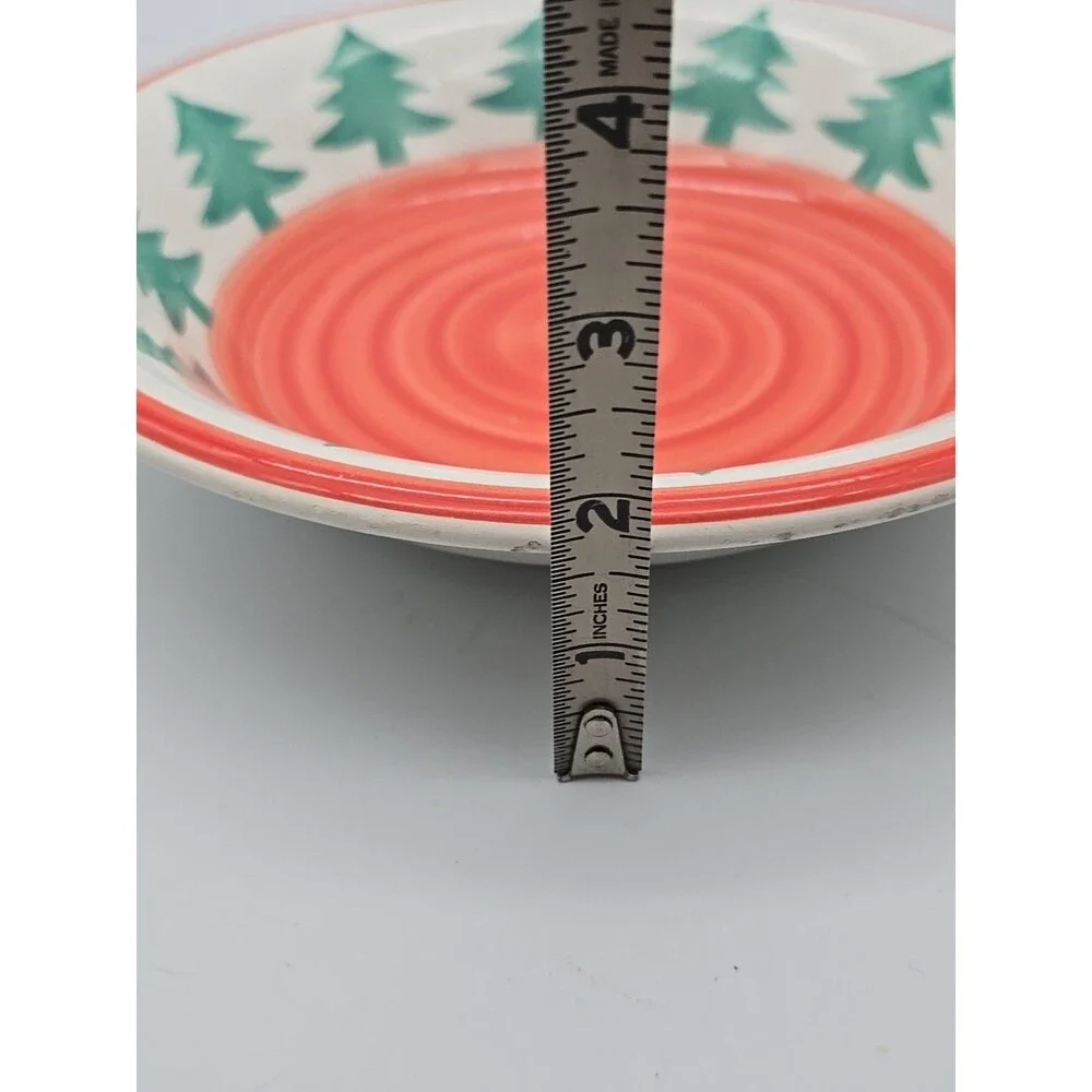 Pier One Christmas Tree Soup Bowl PER32 Discontinued Hand Painted Italy Xmas